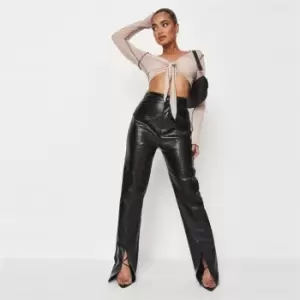 Image of Missguided Mesh Tie Front Crop - Nude