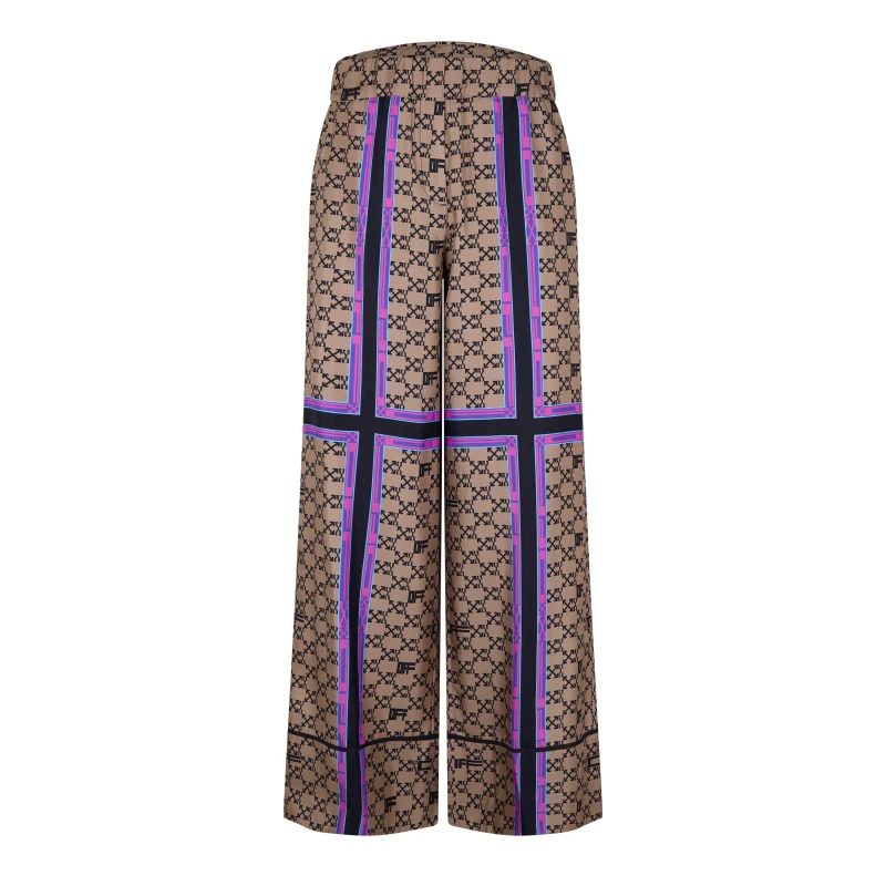 Image of Off White Womens Monogram Silk Wide Leg Pyjama Trousers Brown Black female 4 (36)