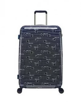 Image of Radley Dog Stripe Large 4 Wheel Suitcase Ink