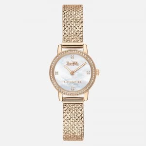 Image of Coach Womens Audrey Mesh Strap Watch - Gold
