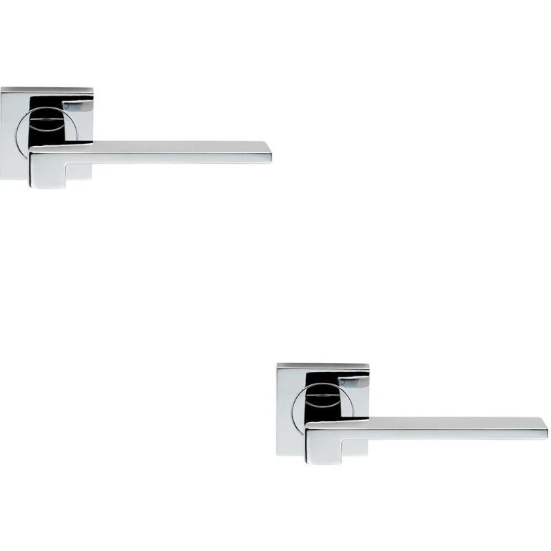 Image of Loops 2x PAIR Flat Squared Bar Handle on Square Rose Concealed Fix Polished Chrome Multi