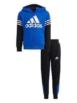 Image of adidas Kids Unisex LK Badge Of Sport Fleece Set - Blue/Black, Size 3-4 Years, Women