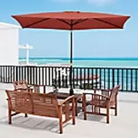 Image of OutSunny Patio Umbrella Steel, Aluminum, Polyester Wine Red