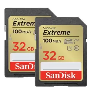 Image of SanDisk Extreme SDHC 32GB 100MB/s Memory Card Twin Pack
