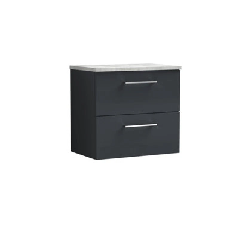 Image of Nuie Arno Wall Hung 2-Drawer Modern Vanity Unit With Bellato Grey Laminate Worktop