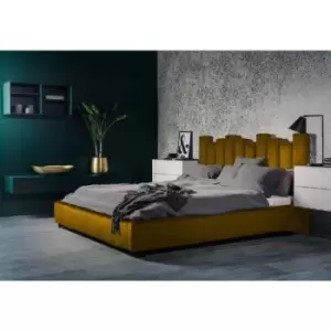 Image of Glexton Bed Small Double Plush Velvet Mustard