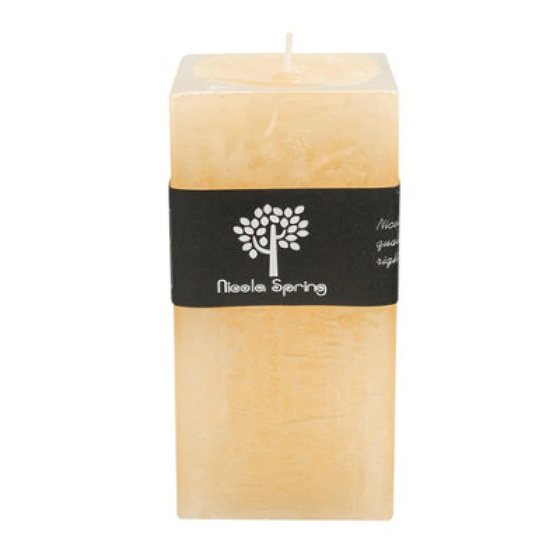 Image of Nicola Spring Square Vanilla Pillar Candle - 90 Hours - Cream