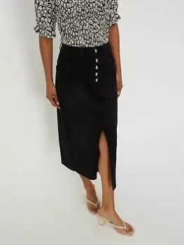Image of Dorothy Perkins Button Down Midaxi Skirt - Black, Size 8, Women