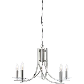 Image of Searchlight Lighting - Searchlight Ascona - 5 Light Multi Arm Ceiling Pendant Satin Silver, Glass, E14