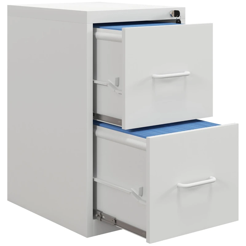 Image of HOMCOM 2 Drawer Filing Cabinet Steel File Cabinet for A4 Letter Size White 924-083V00WT