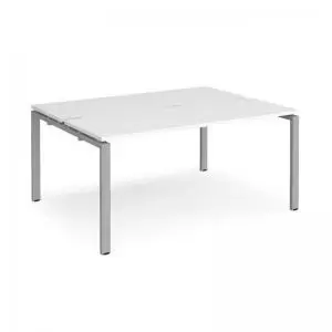 Image of Adapt back to back desks 1600mm x 1200mm - silver frame and white top
