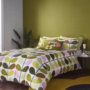 Image of Orla Kiely Multi Stem Spring Multi Duvet Cover Set - Double, Cotton - Green/Beige/Brown/White