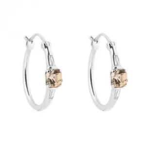 Image of Asscher Cut Morganite Trapeze Cut Diamond White Gold Hoop Earrings GE2418P