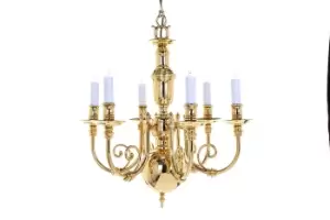Image of Beveren Polished Brass 6 Arm Chandelier