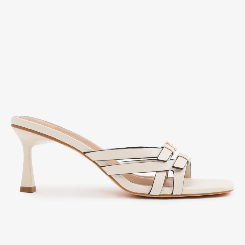 Image of Where's That From 'Torigh' Cross Over Buckle Details Strap Heel Cream