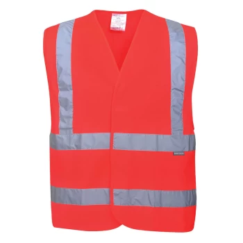 Image of Portwest Two Band and Brace Class 2 Hi Vis Waistcoat Red S / M