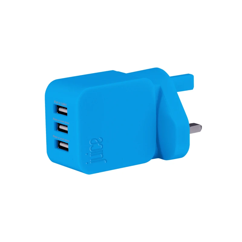 Image of Juice Triple USB Mains Charger - Blue JUI-MAINS-3PORT-3.4A-BLU Blue