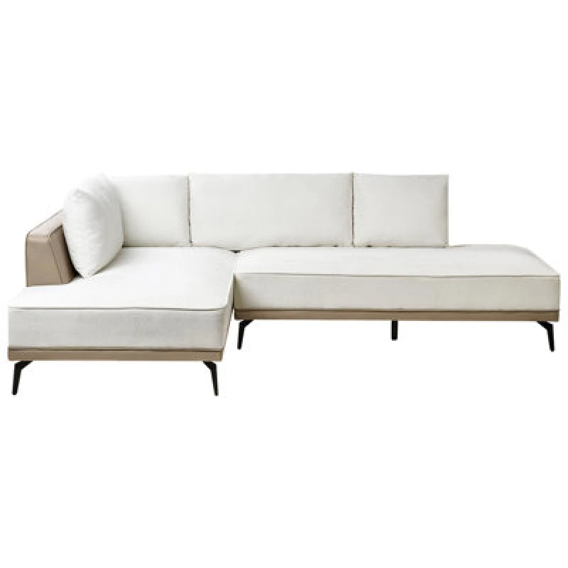 Image of Beliani Corner Sofa 3 Seater Myken Fabric Off-White Right Hand
