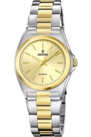 Image of Festina F20556-3 Womens Gold Tone Dial Steel Bracelet Wristwatch