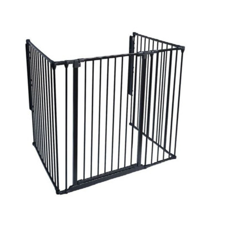 Image of Safetots Extra Tall Multi Panel Fire Surround, 77Cm Deep X 118Cm Wide, Black, 105Cm High, Baby And Toddler Fire Guard