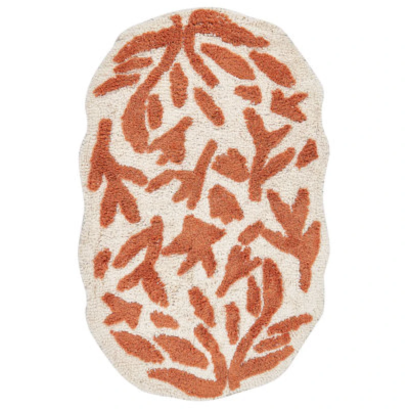 Image of Beliani Cotton Bath Mat 60 X 90 Cm Orange Derik