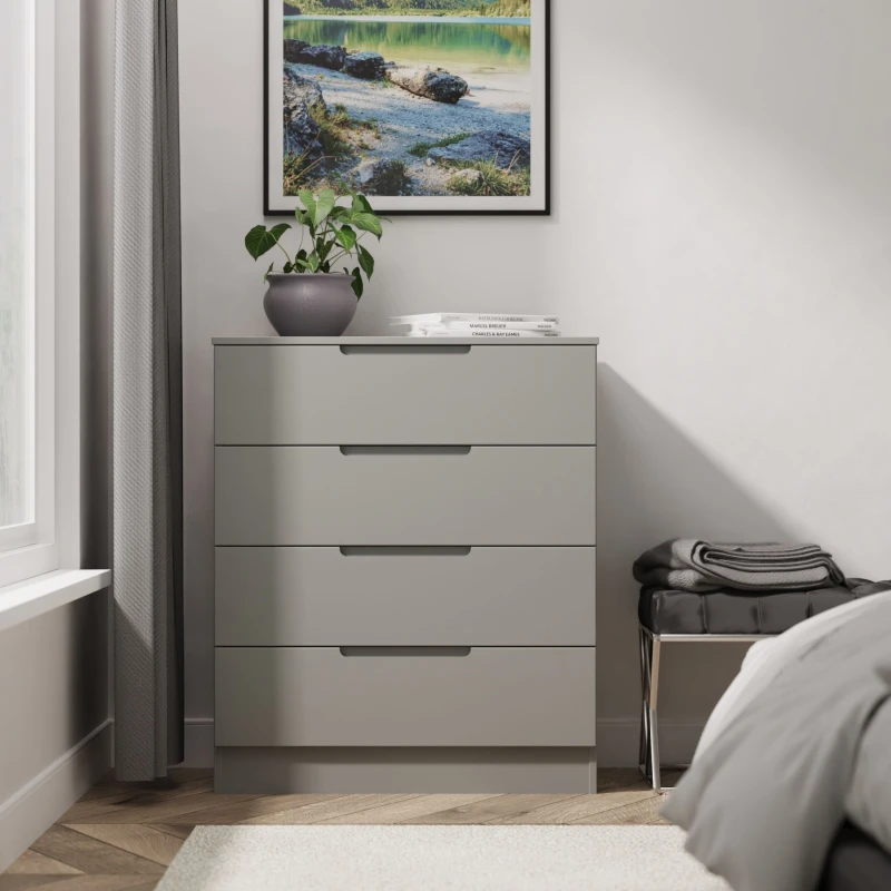 Image of Welcome Furniture Ready Assembled Milan 4 Drawer Chest In Dusk Grey MIL011DGDG