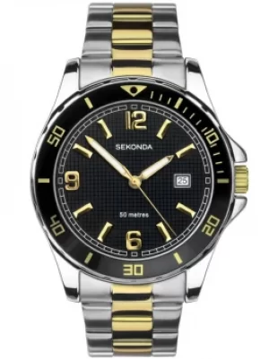 Image of Sekonda Mens Two Tone Black Watch 1581