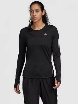 Image of adidas Own The Run Long Sleeve T-Shirt - Black, Size XL, Women