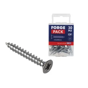 Image of ForgeFix Multi Purpose Screw Pozi Compatible CSK Chrome Plated 4.0 x 30mm ForgePack 30