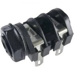 Image of 6.35mm audio jack Socket horizontal mount Number of pins 2 Mono Black Cliff CL1160A