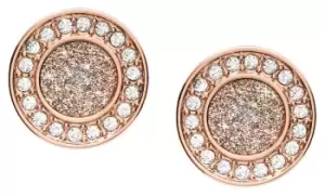 Image of Fossil JF03263791 Womens Crystal Set Rose Gold-Tone Stud Jewellery