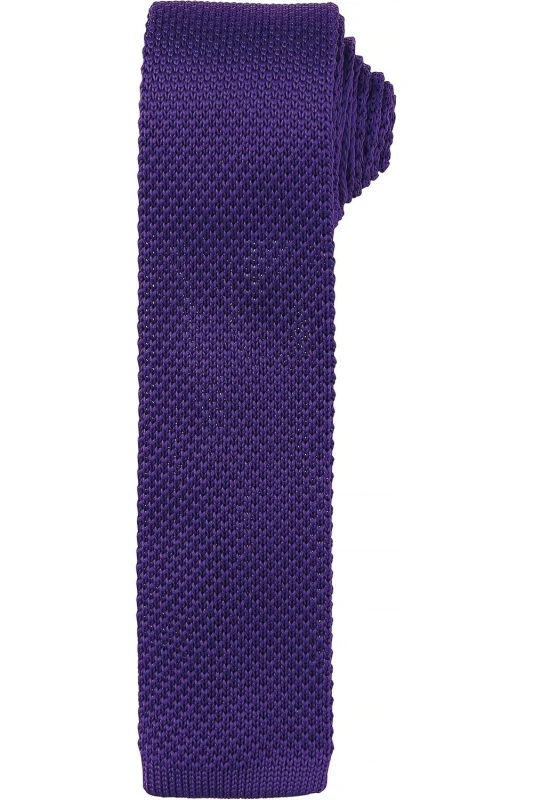 Image of Premier Premier Men Slim Textured Knit Effect Tie in Purple Purple One Size Male 5057080780006