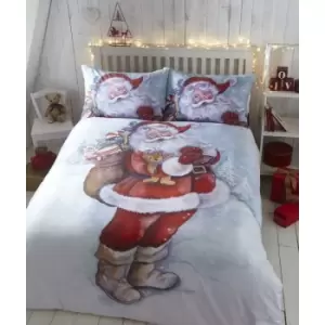 Image of Father Christmas King Size Duvet Cover Set Quilt Bedding - Multi