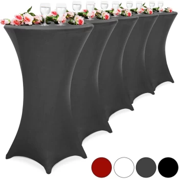 Image of 5x Fitted High Bar Cocktail Table Cloth Covers SPANDEX Lycra Stretch Wedding 5er Set Ø70cm / schwarz (de)