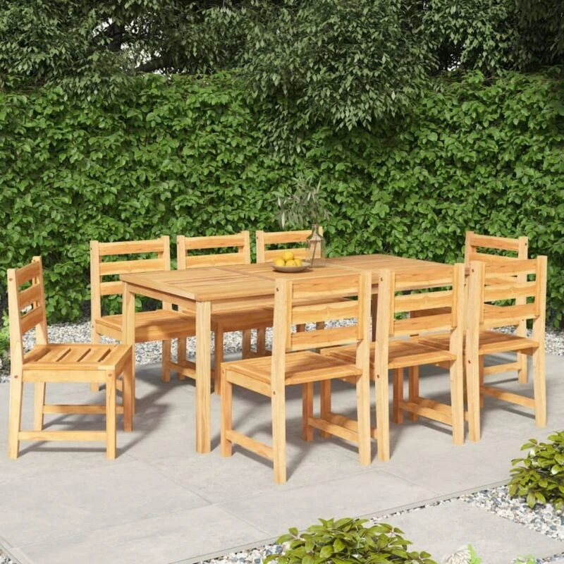 Image of vidaXL 9 Piece Garden Dining Set Solid Wood Teak, Brown 3157190