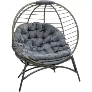 Image of Rattan Egg Chair Wicker Basket Chair with Cushion Bottle Holder Bag - Grey - Outsunny