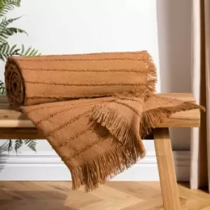 Image of Furn. Hazie Linear Woven Throw Cinnamon