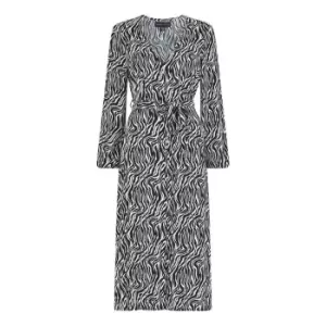Image of Mela London Black Zebra Print Midi Dress - Black