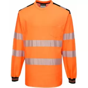 Image of Portwest T185 - Orange/Black Large PW3 Hi-Vis T-Shirt Long Sleeved Reflective - Orange/Black