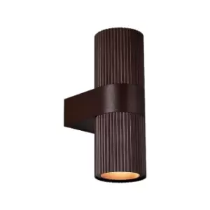 Image of Nordlux Kyklop Ripple Outdoor Up & Down Wall Light - Rust Brown