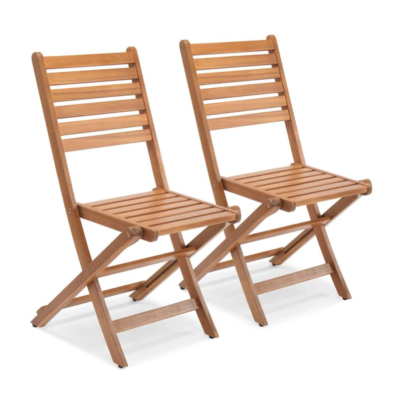Image of VonHaus Cannes Acacia Hardwood Folding Wooden Garden Chairs Set of 2 in Natural Size: 2 Pack Natural Unisex 2 Pack
