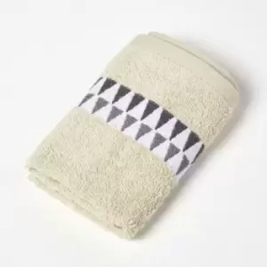 Image of HOMESCAPES Geometric 100% Cotton Face Cloth, Beige - Beige