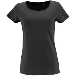 Image of SOLS Womens/Ladies Milo Marl Organic Fitted T-Shirt (XXL) (Charcoal)
