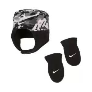 Image of Nike Swoosh Trapper Hat And Mitten Set - Black