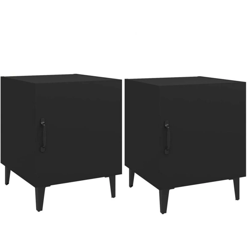 Image of VIDAXL Bedside Cabinets 2 pcs Black Engineered Wood vidaXL 8720286971987