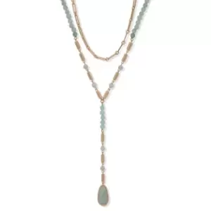 Image of Ladies Anne Klein Jewellery Base metal NK MULTI ROW BEADED Y-NECK-GLD/AMAZ