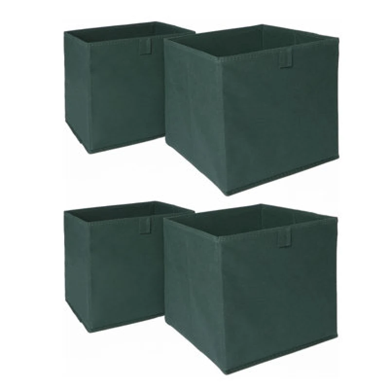 Image of OHS OHS Pack of 4 Plain Folding Storage Boxes in Dark Green Dark Green One Size Unisex 5027434162987