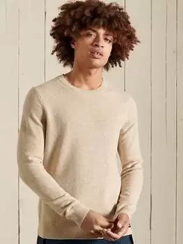Image of Superdry Lambswool Lightweight Knit, Ecru, Size S, Men