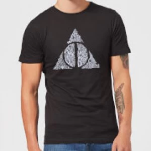 Image of Harry Potter Deathly Hallows Text Mens T-Shirt - Black