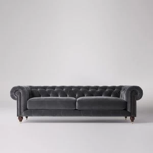 Image of Swoon Winston Velvet 4 Seater Sofa - 4 Seater - Granite
